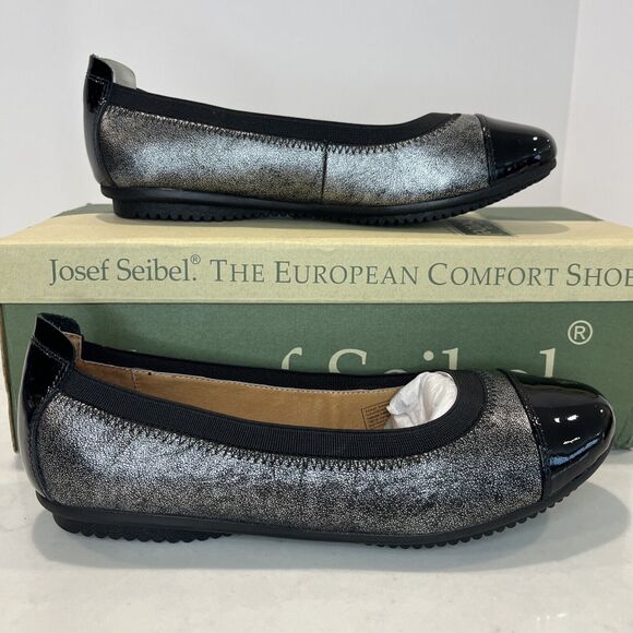Josef Seibel Pippa Metallic Silver Cap Toe Comfort Ballet Flats EU 36 US 5.5 NEW - Picture 1 of 14